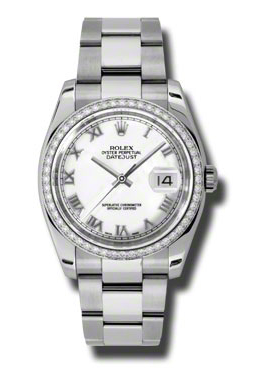 Rolex Oyster Perpetual Datejust 36 White Dial Stainless Steel Bracelet Automatic Ladies Watch 116244WRO