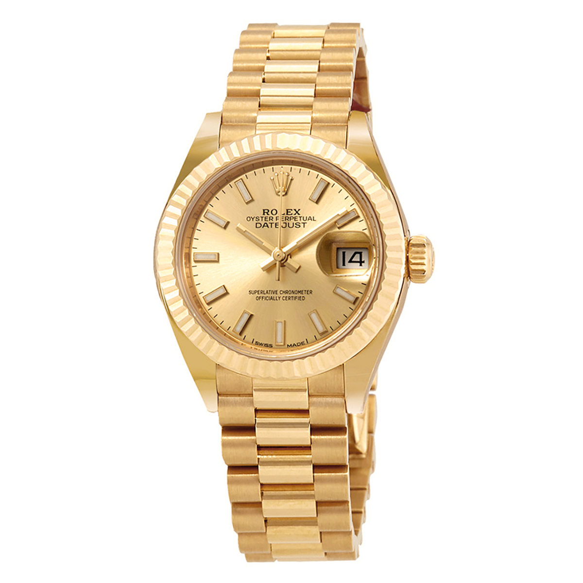Oyster Perpetual Datejust Champagne Dial 18 Carat Yellow Gold President Automatic Men's Watch