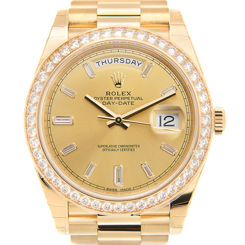 Oyster Perpetual Day-Date Champagne Diamond Dial 18K Yellow Gold Men's Watch 228348CDP