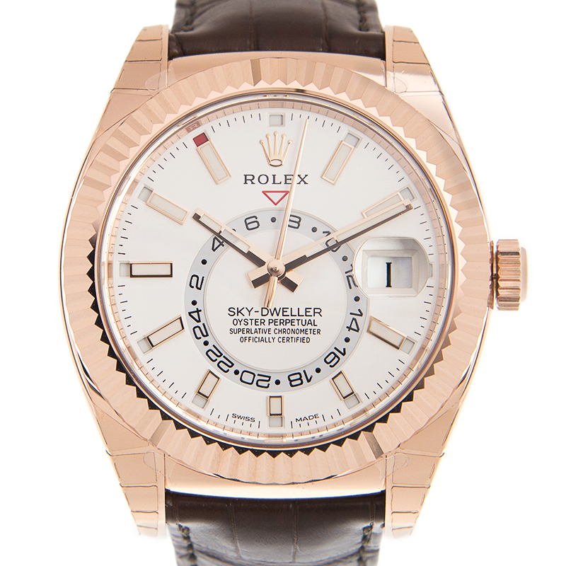 Rolex Sky-Dweller White Dial Automatic 18kt Everose Gold Men's Watch 326135WSL