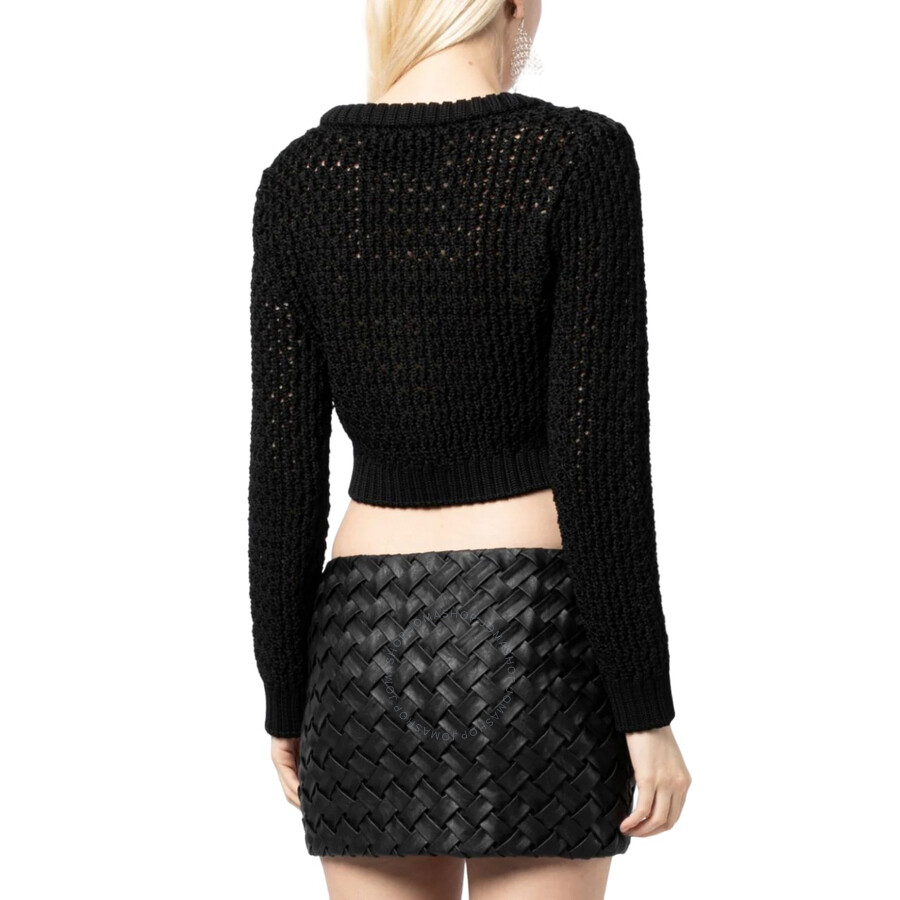 Rotate Birger Christensen Chunky-knit Cropped Cardigan In Black