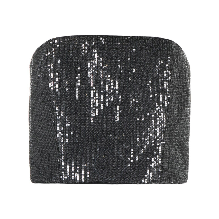 Rotate Birger Christensen Strapless Top With All-over Paillettes Embellishment In Black