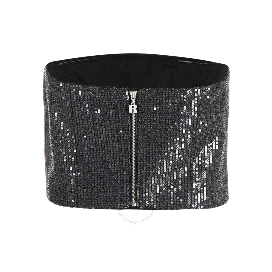 Rotate Birger Christensen Strapless Top With All-over Paillettes Embellishment In Black