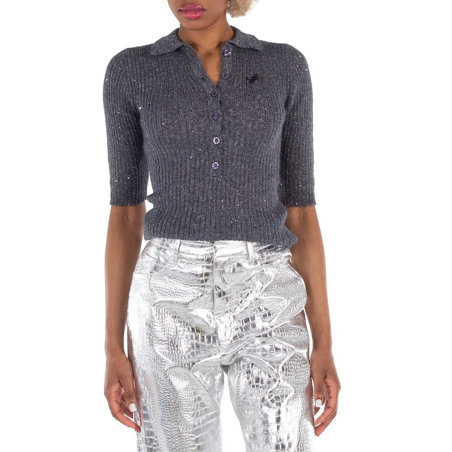 Ladies Magnet Sequin Knit Polo Shirt