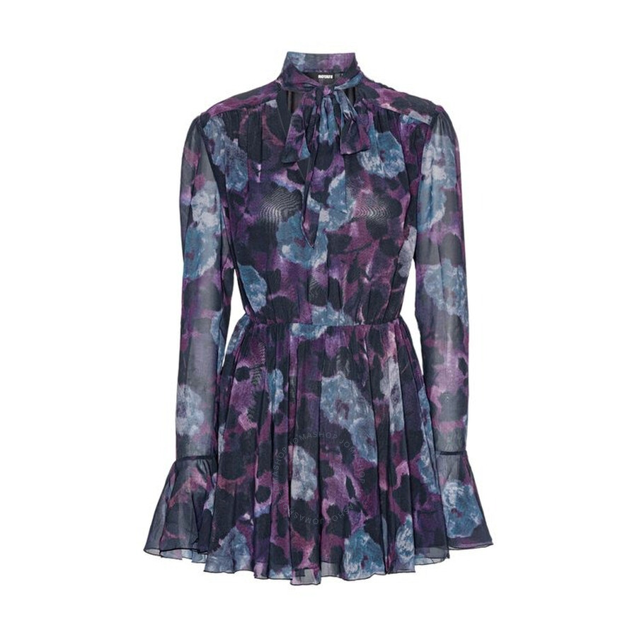 Rotate Birger Christensen Rotate Ladies Parachute Purple Chiffon Flowy Mini Dress In Blue