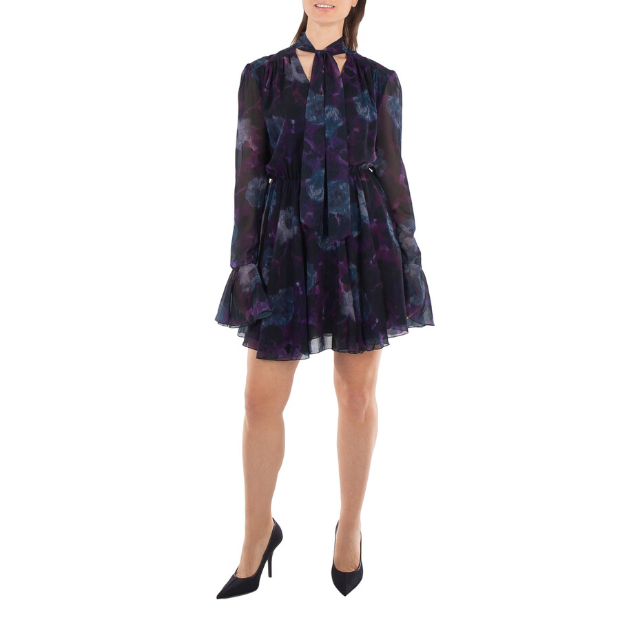 Ladies Parachute Purple Chiffon Flowy Mini Dress