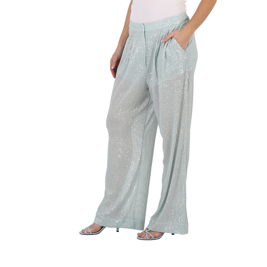 Rotate Birger Christensen Wide-leg Sequined Pants In Blue