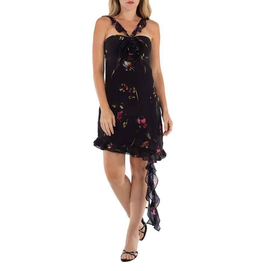 Light Assymetric Floral Print Mini Dress