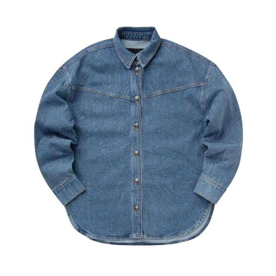 Rotate Birger Christensen Rotate Rhinestone Denim Shirt In Blue