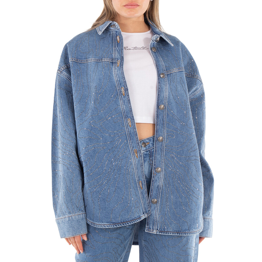 Rhinestone Denim Shirt, Brand Size 38 (US Size 4)