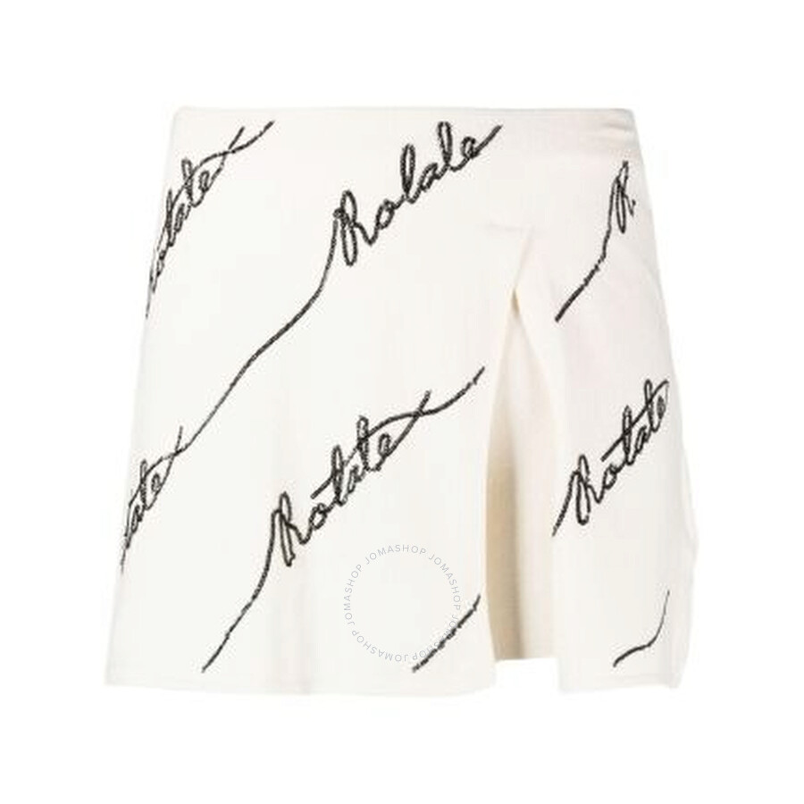 Rotate Birger Christensen Layered Sequin-embellished Cotton-blend Mini Skirt In Beige