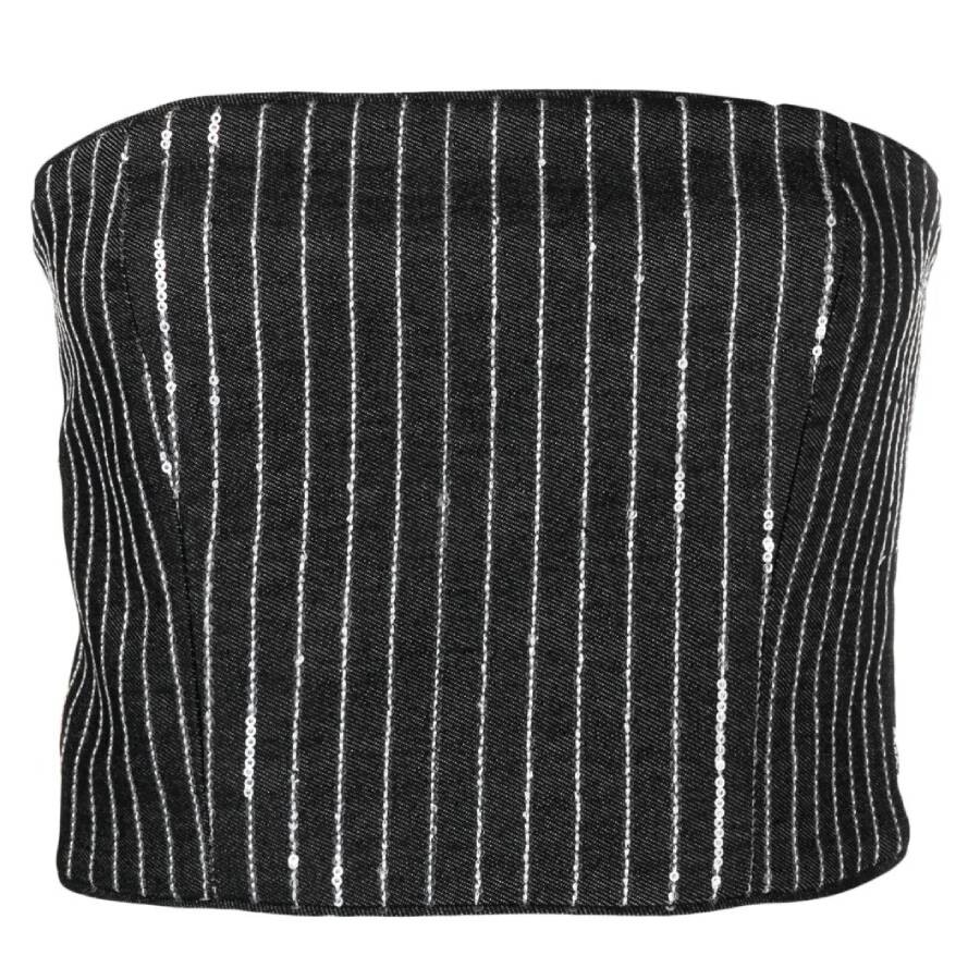Sequin Twill Crop Top