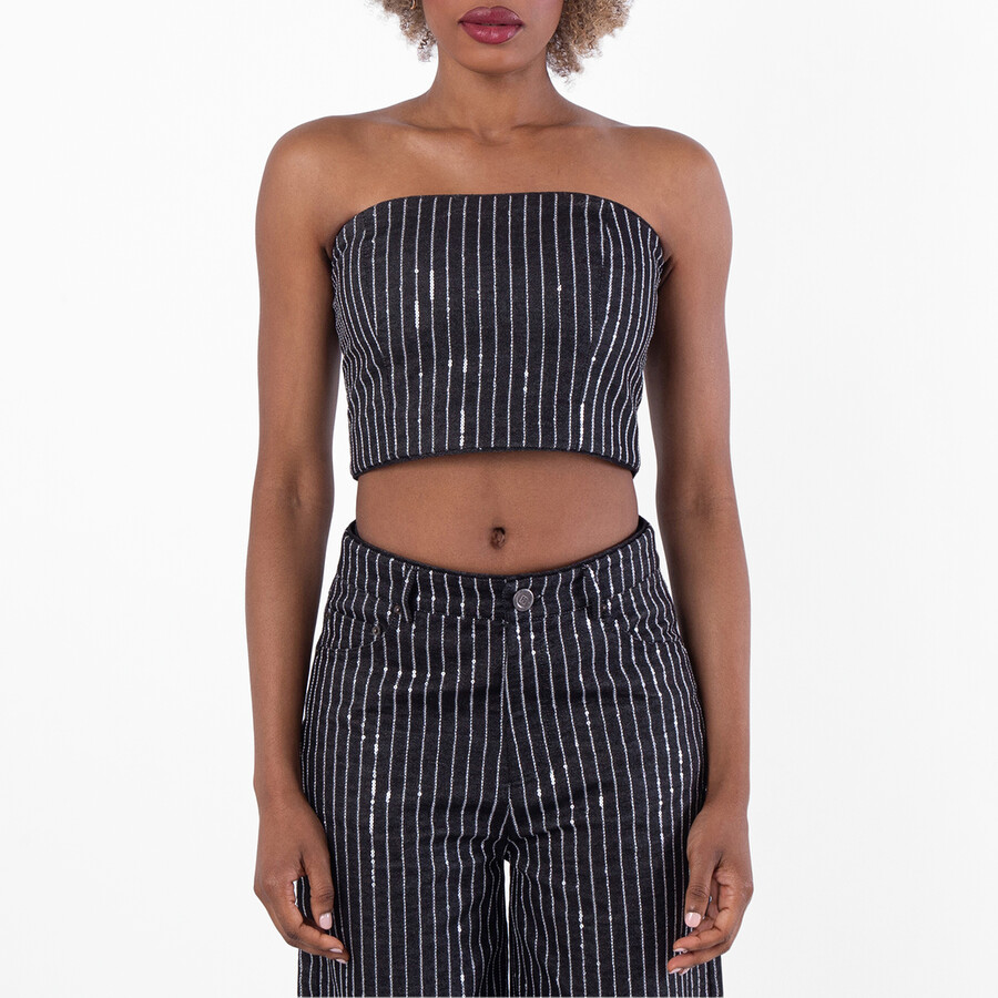 Sequin Twill Crop Top Sequin Twill Crop Top