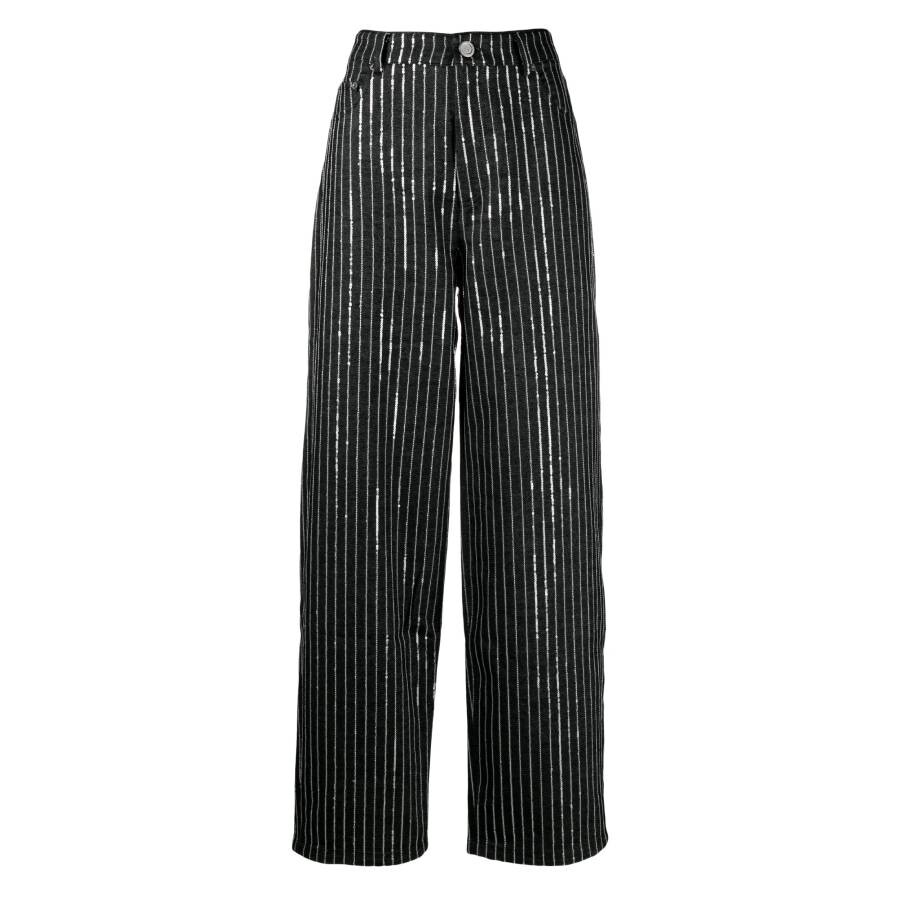 Sequin Twill Wide Leg Pants