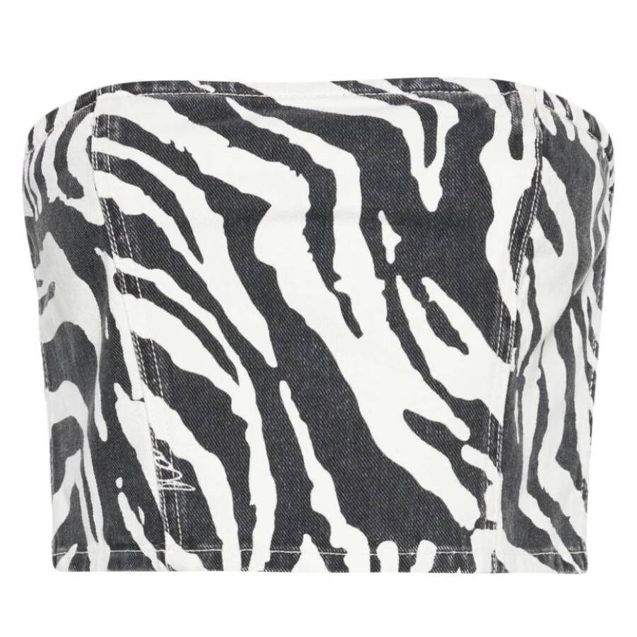 Zebra Printed Denim Top