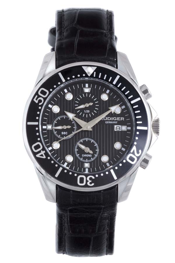 Rudiger Chemnitz Chronograph Black Dial Men's Watch R2001-04-007L