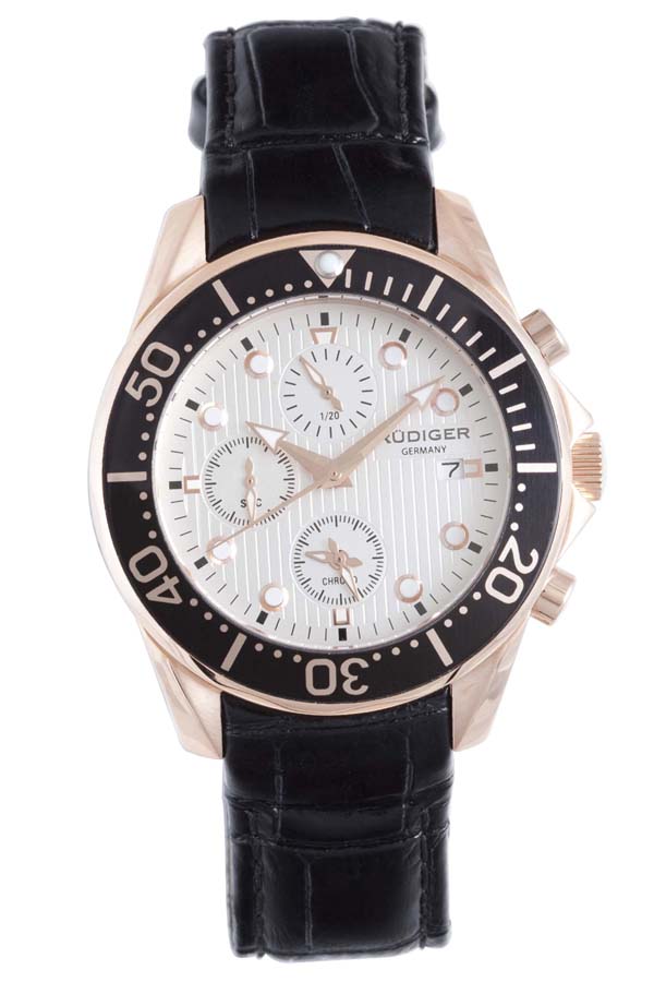 Rudiger Chemnitz Chronograph White Dial Men's Watch R2001-09-001L