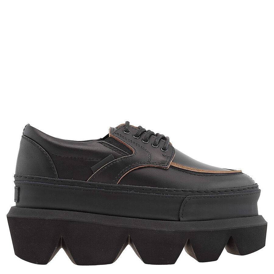 Sacai Black Platform Slip-On Oxfords, Brand Size 38 ( US