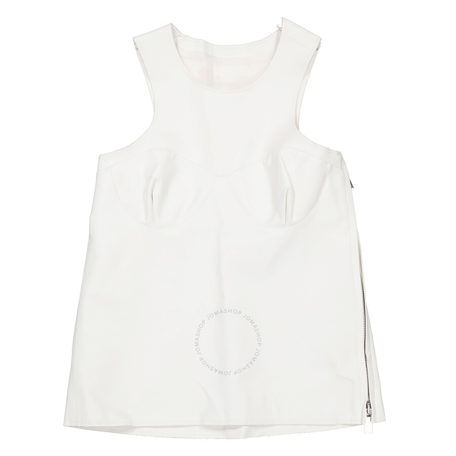 Sacai Ladies White Faux Leather Tank Top In White