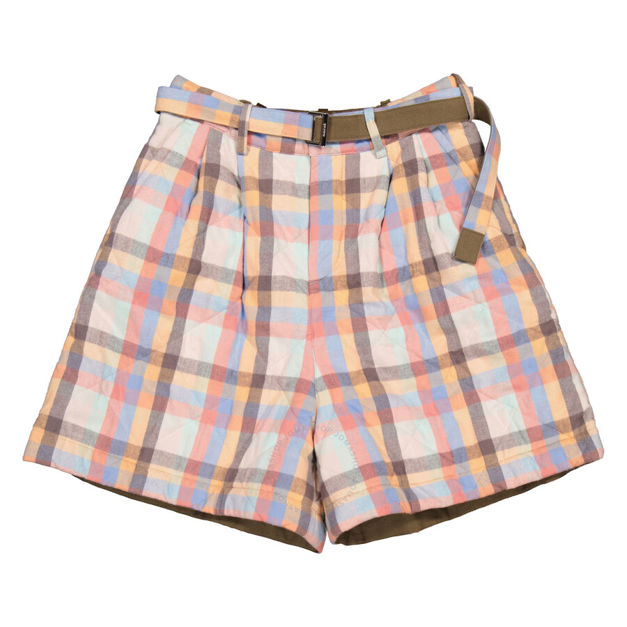 Sacai Men's Multi Plaid Quilted Shorts