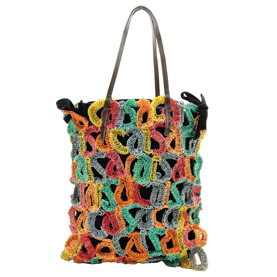 【 Sacai 】Multicolor Crochet Logo トートバッグ Sacai Multicolor Crochet Logo Tote Bag In Brown | ModeSens