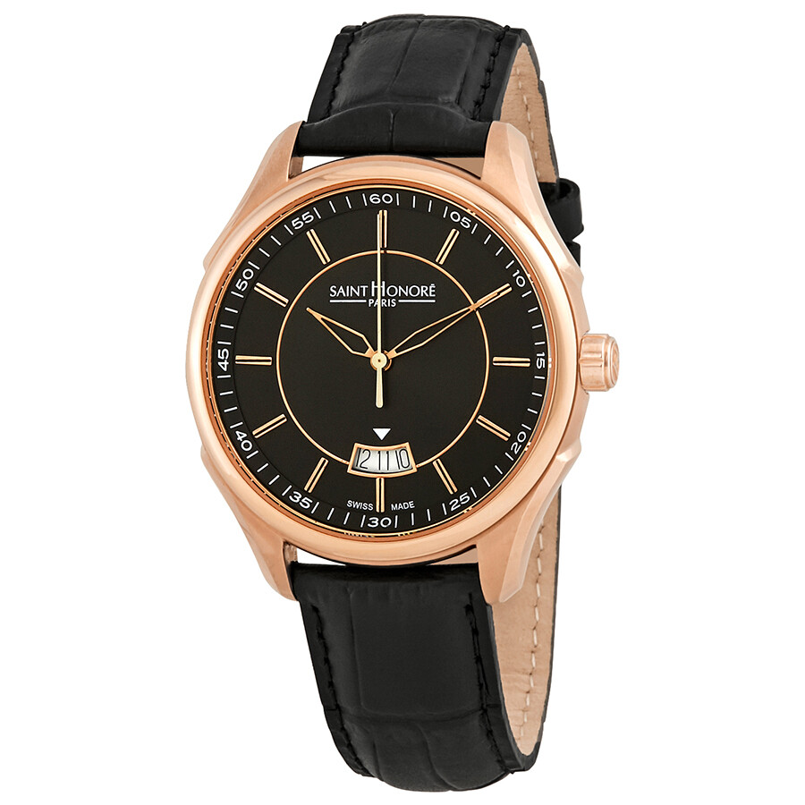 Saint Honore Carroussel Black Dial Black Leather Men's Watch 861050