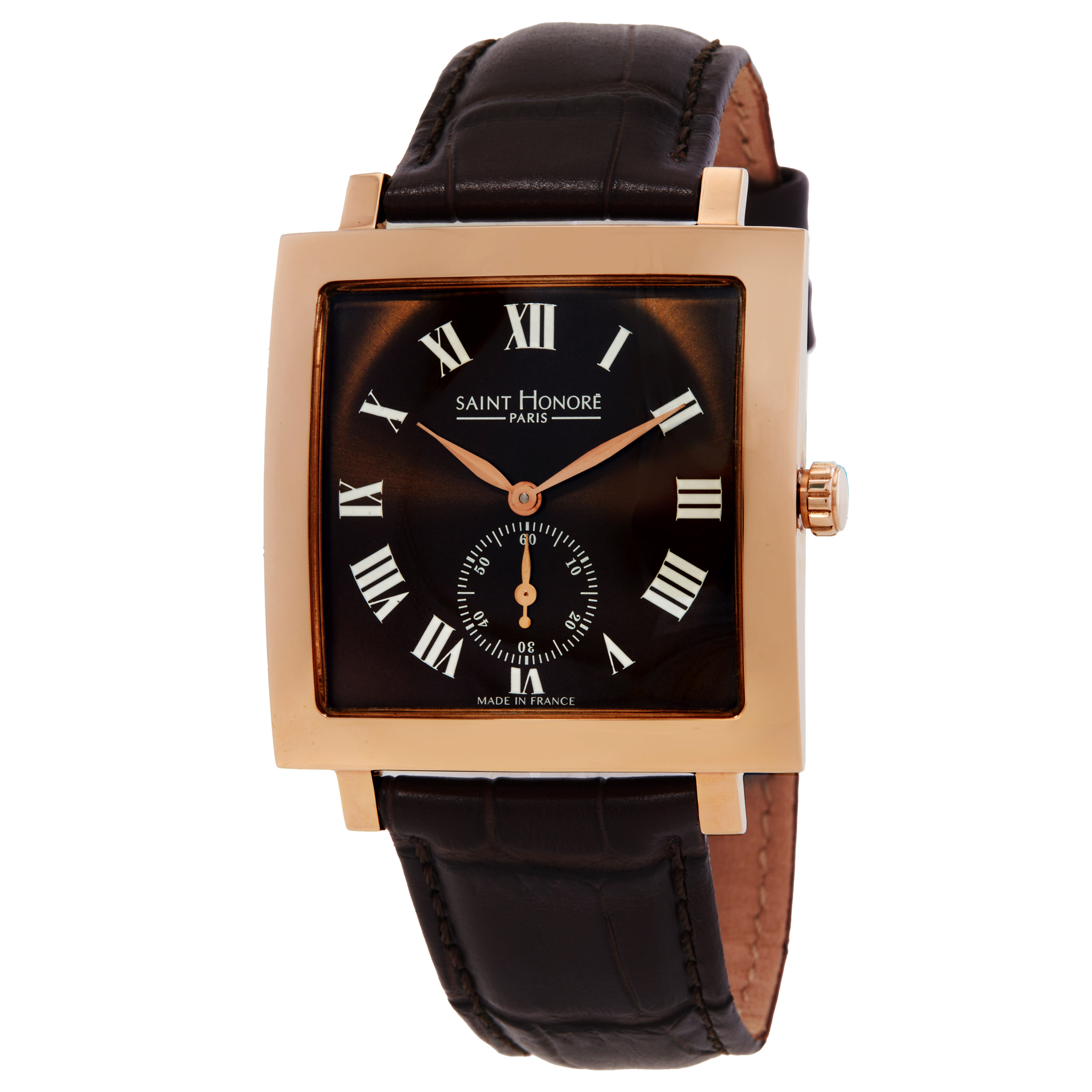 Saint Honore Paris Carree Quartz Brown Dial Men's Watch H SH CR823002 8MR