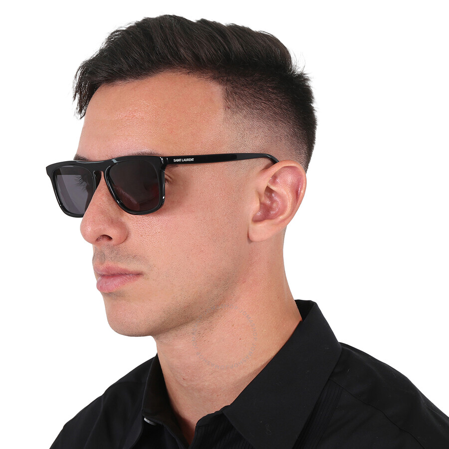 Saint Laurent Black Browline Men's Sunglasses Sl 586 001 56 In Black