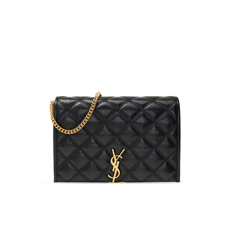 Saint Laurent Black Ladies Becky Mini Chain Bag In Carrequilted