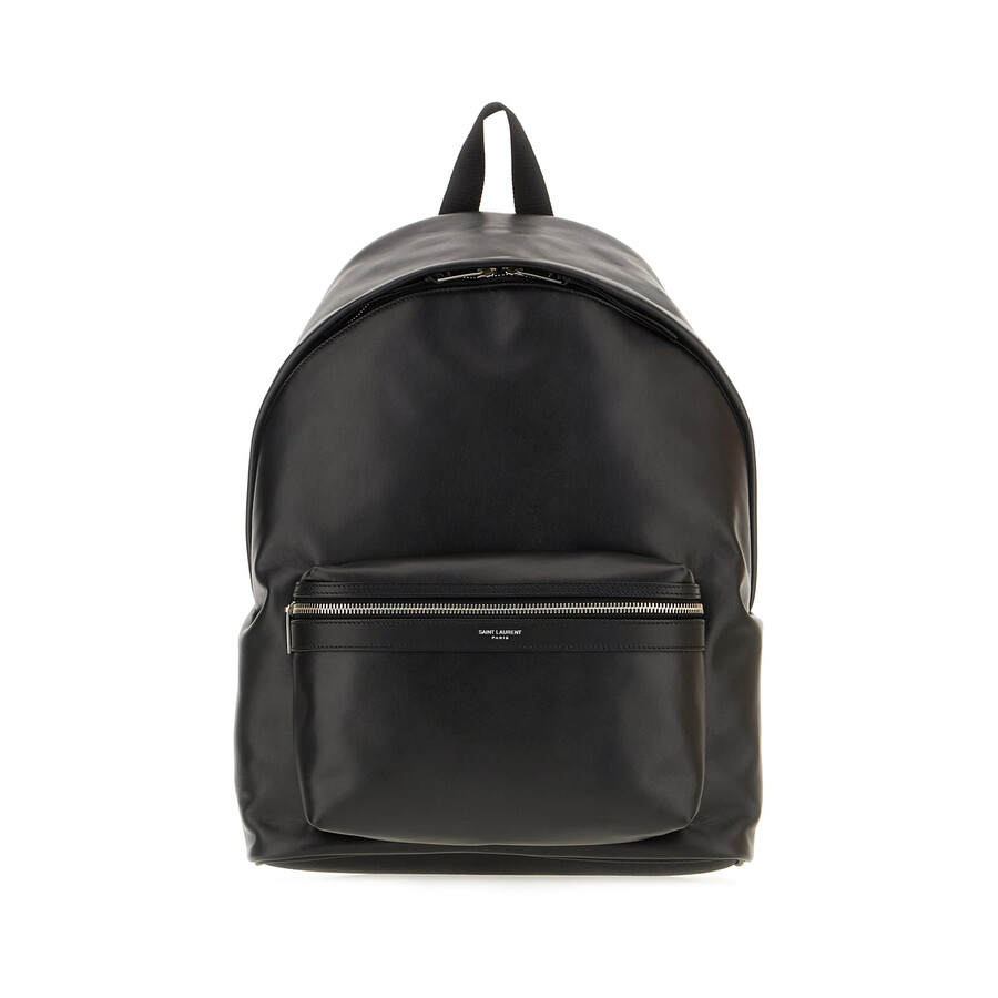Saint Laurent Black Leather Backpack In Black