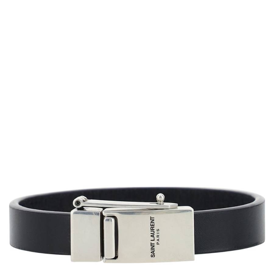 Saint Laurent Black Leather Bracelet, Size Large 757482 AACJA 1000