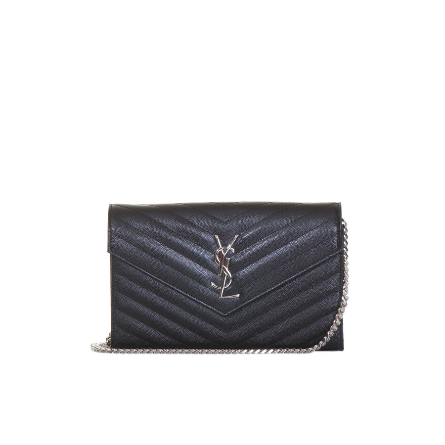 Saint Laurent Black Monogram Wallet On Chain In Black