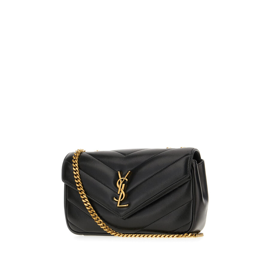 Saint Laurent Black Nappa Leather Small Loulou Shoulder Bag In Black