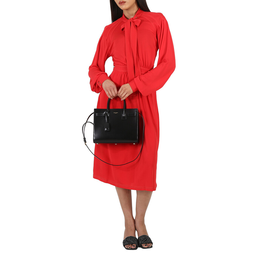 Saint Laurent Black Smooth Leather Baby Sac De Jour Tote In Black