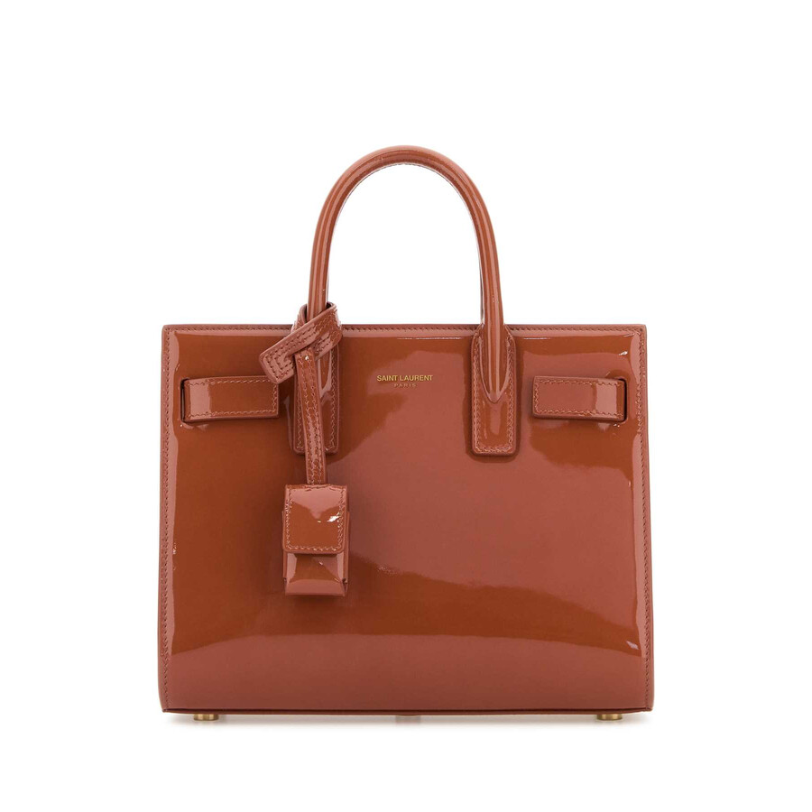 Saint Laurent Brick Leather Nano Sac De Jour Handbag In Brown