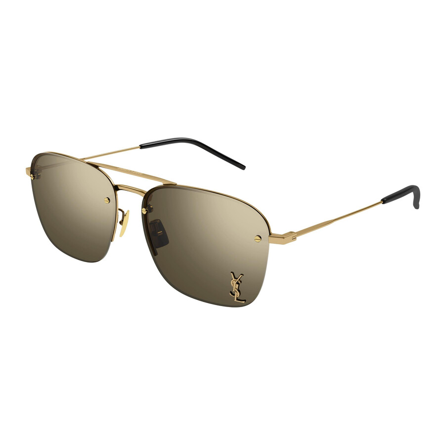 Saint Laurent Brown Gold Flash Navigator Ladies Sunglasses Sl 309 M 008 59 In Brown