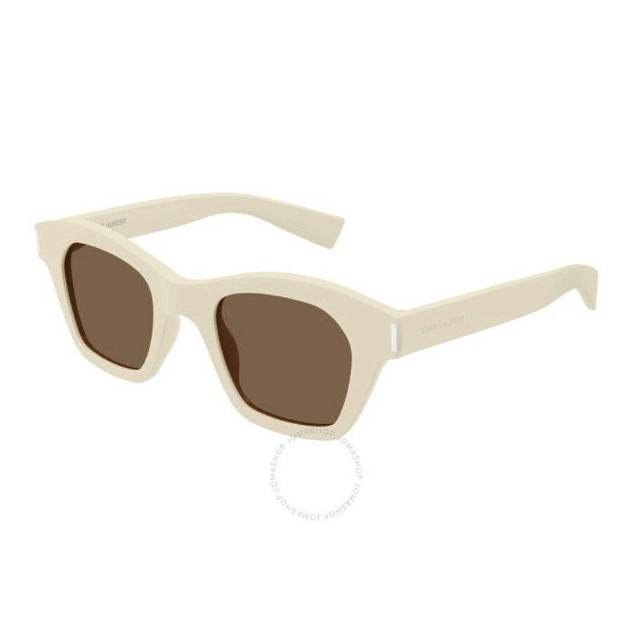 Saint Laurent Brown Square Unisex Sunglasses Sl 592 004 47 In White