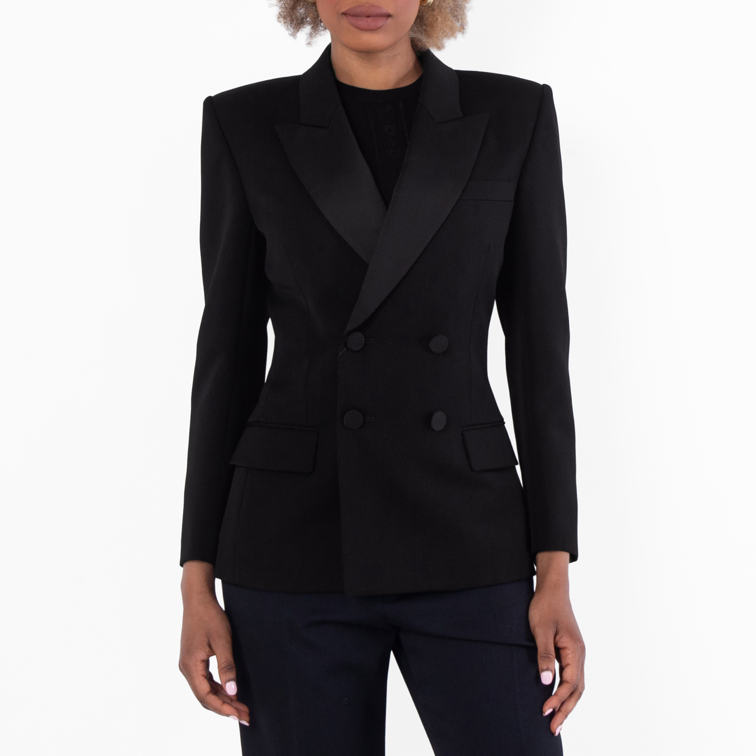 Saint Laurent Double-Breasted Tuxedo Jacket, Brand Size 38 (US