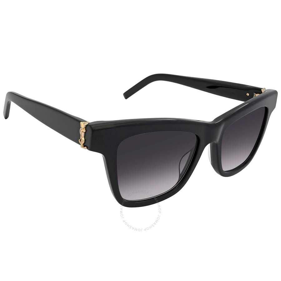 Saint Laurent Grey Gradient Square Unisex Sunglasses Sl M106 002 52 In Black / Grey