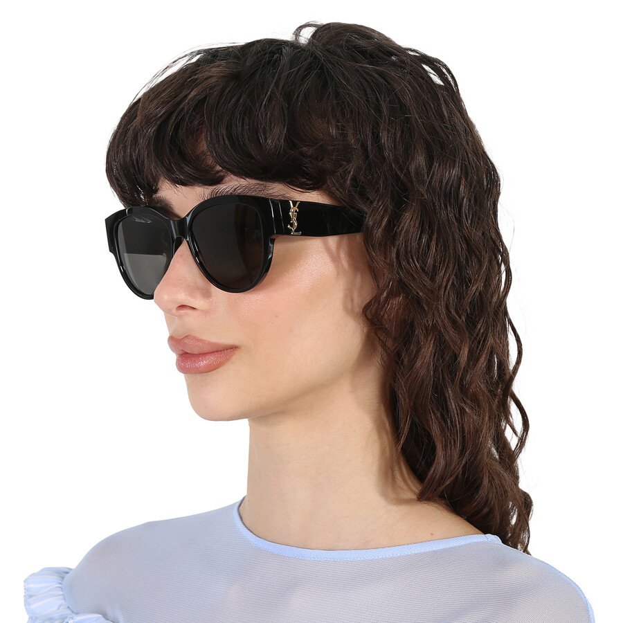 Shop Saint Laurent Grey Oval Ladies Sunglasses Sl M3 002 55