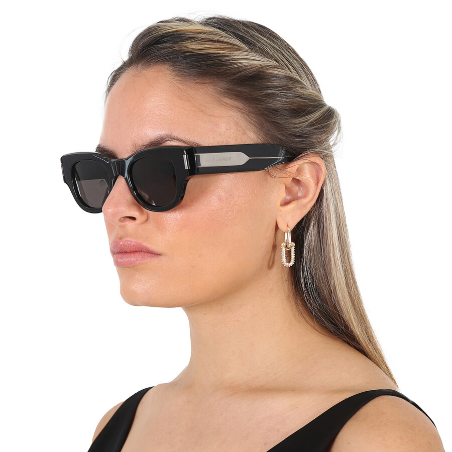 Shop Saint Laurent Grey Square Ladies Sunglasses Sl 573 001 49