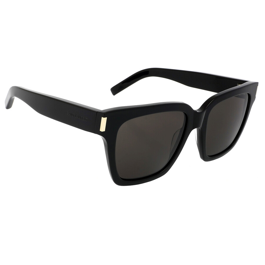 Saint Laurent Black-crystal-black Recycled Acetate Sunglasses In Black