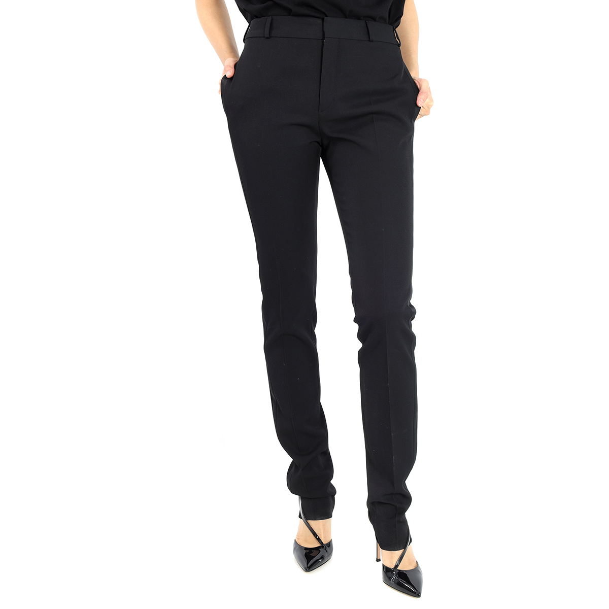 Saint Laurent High-Rise Tailored Trousers, Brand Size 36 (US Size