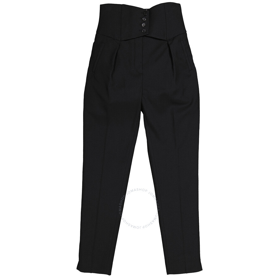 Shop Saint Laurent High-waist Pleated-detail Trousers In Black