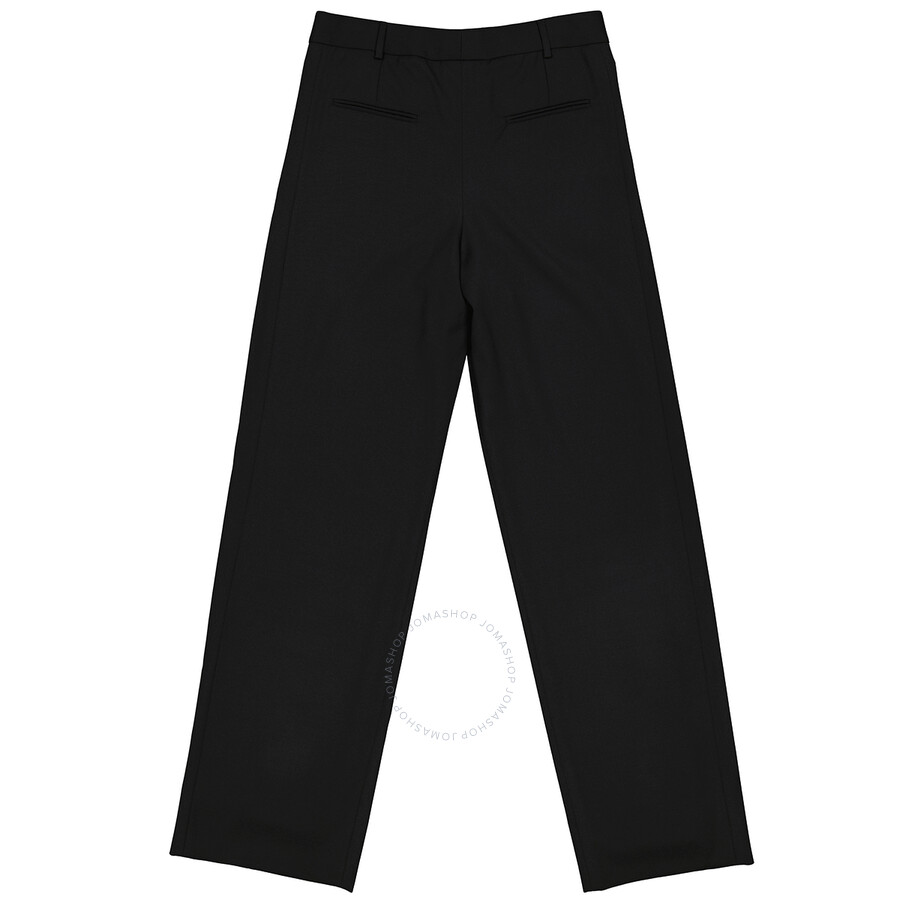 Shop Saint Laurent Ladies Black Pleated Pants In Grain De Poudre