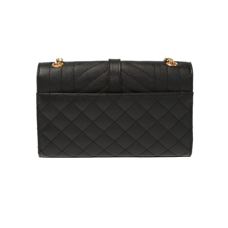 Saint Laurent Ladies Envelope Quilted Shoulder Bag In Black In Black