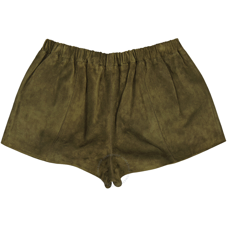 Shop Saint Laurent Ladies Multicolor High Waist Suede Shorts