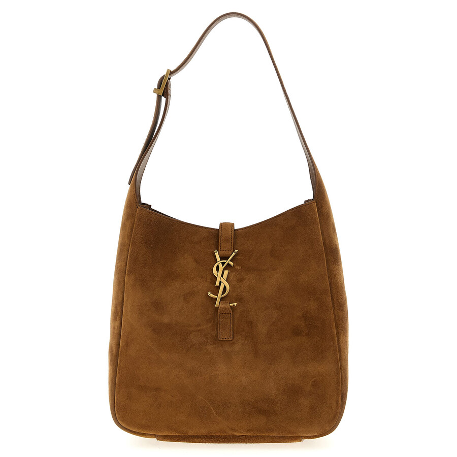 Saint Laurent Le 5 A 7 Small Suede Hobo Shoulder Bag In Brown