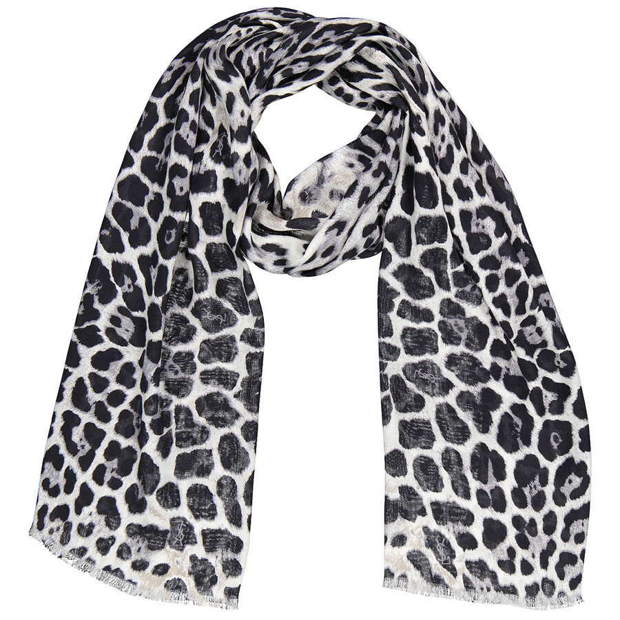 saint laurent leopard scarf