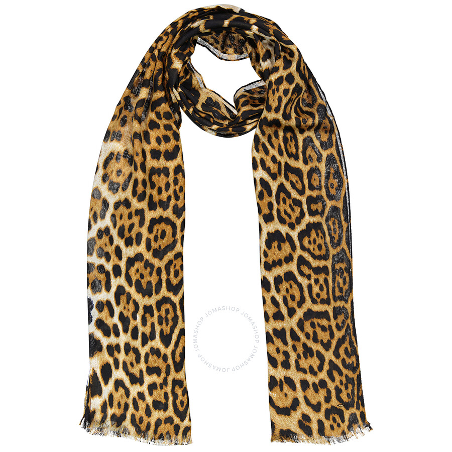 Saint Laurent Leopard Print Silk Scarf Saint Laurent Leopard Print Silk Scarf